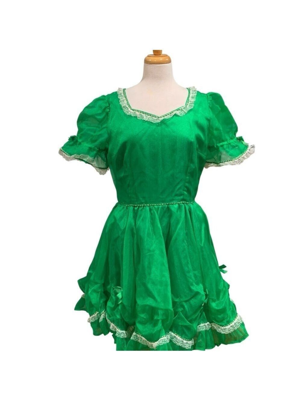 Vntg 60’s homemade green ruffled square dancing dress approx size 8/10